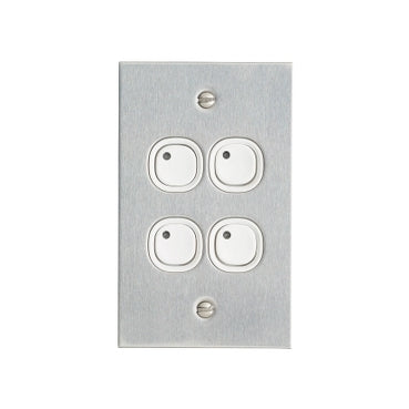 Clipsal Flat Plate, Key Input, 4 Gang, B Style, Learn Enabled Clipsal Products Stainless Steel - B5034NL-WE-  Eco Smart Lighting