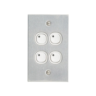 Flat Plate, Key Input, 4 Gang, B Style, Learn Enabled, Stainless Steel - Eco Smart Lighting