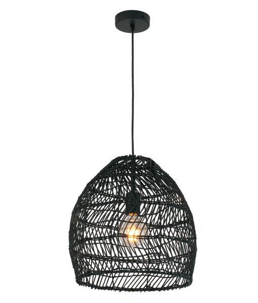 CLA COUP: Bohemian Rattan Ellipse Interior Pendant Matt Black 220-240V - COUP1 - CLA Lighting