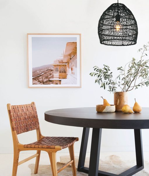 CLA COUP: Bohemian Rattan Ellipse Interior Pendant Matt Black 220-240V - COUP1 - CLA Lighting