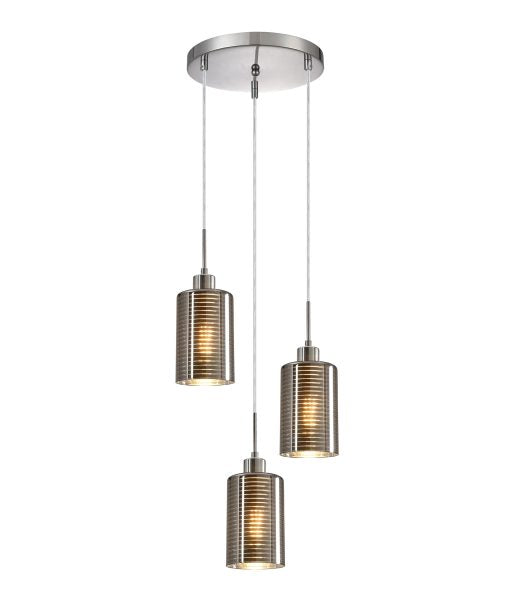 CLA ESPEJO1: Oblong Glass with Line Effect Interior Pendant Chrome 220-240V - ESPEJO1, ESPEJO1X3R, ESPEJO1X3S- CLA Lighting