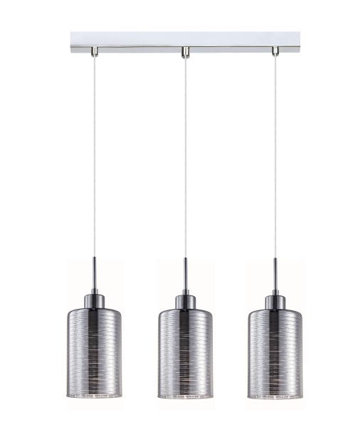 CLA ESPEJO1: Oblong Glass with Line Effect Interior Pendant Chrome 220-240V - ESPEJO1, ESPEJO1X3R, ESPEJO1X3S- CLA Lighting