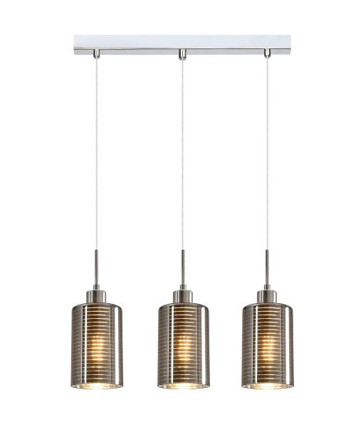 CLA ESPEJO1: Oblong Glass with Line Effect Interior Pendant Chrome 220-240V - ESPEJO1, ESPEJO1X3R, ESPEJO1X3S- CLA Lighting