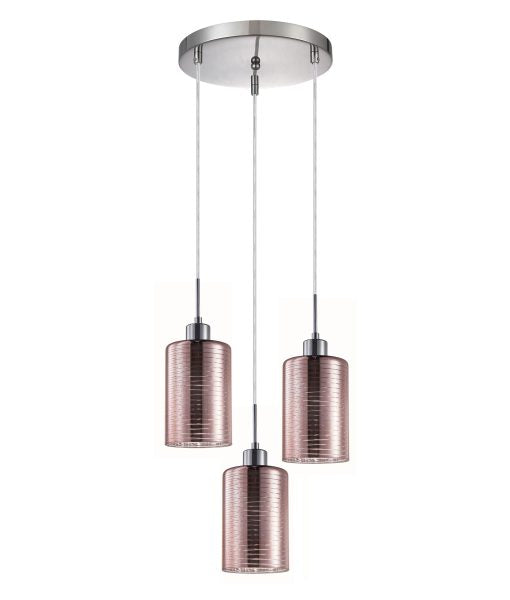 CLA ESPEJO2: Oblong Glass with Line Effect Interior Pendant Rose Gold 220-240V - ESPEJO2, ESPEJO2X3R, ESPEJO2X3S- CLA Lighting