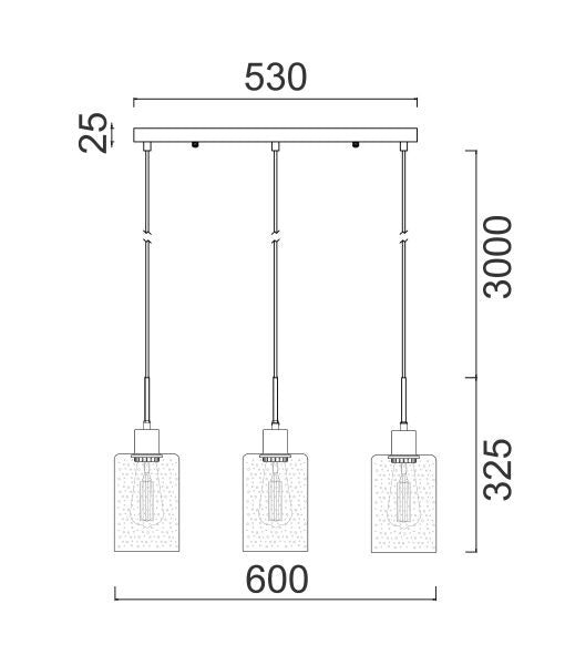 CLA ESPEJO3: Oblong Glass with Dotted Effect Interior Pendant Chrome 220-240V - ESPEJO3, ESPEJO3X3R, ESPEJO3X3S -CLA Lighting