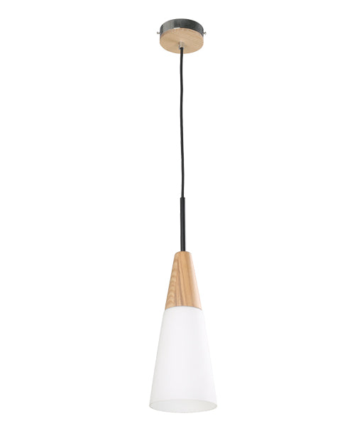 CLA FINN: Blonde Wood & Opal Glass Interior Pendant Long / Small / Medium 220-240V - FINN1, FINN2, FINN3 - CLA Lighting