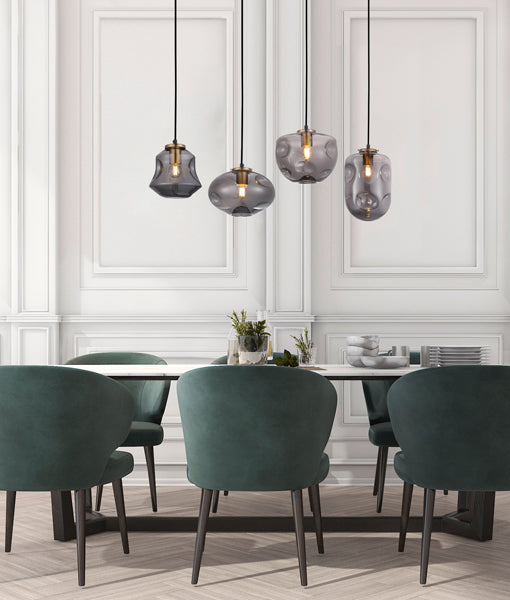 CLA FOSSETTE: Dimpled Smoked Mirror Effect Interior Pendant Angled Bell / Oval / Flat Top / Oblong 220-240V - FOSSETTE1, FOSSETTE2, FOSSETTE3, FOSSETTE4 - CLA Lighting