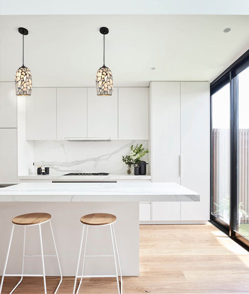 CLA GLAZE: Stone Mosaic Hand Blown Glass Interior Pendant Dark / Light 220-240V - GLAZE10, GLAZE11 -Havit Lighting