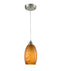 GLAZE5: Interior single pendant light. ES Lamp 60W AMBER ELLIPSE (Hand blown glass) OD120mm x H240mm 3m cable. CLA Lighting.