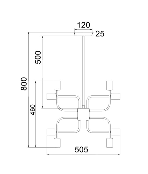 CLA HEXADE: 16 Lamp - Modern Abstract Interior Pendant Matt Black / Matt Gold 220-240V - HEXADE1, HEXADE2 - CLA Lighting