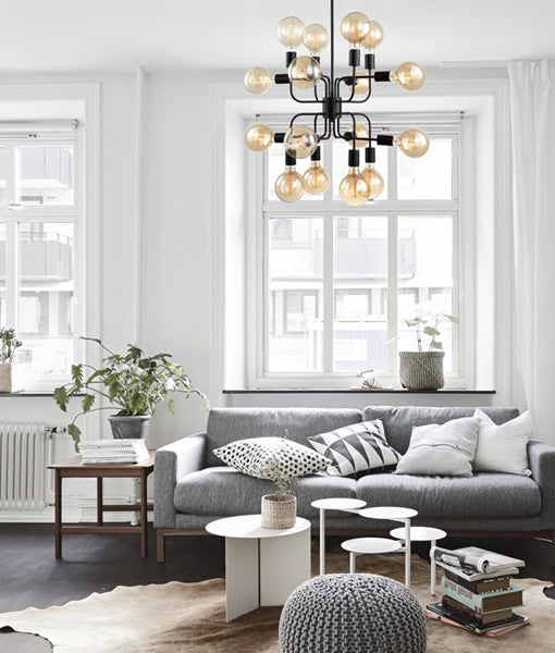 CLA HEXADE: 16 Lamp - Modern Abstract Interior Pendant Matt Black / Matt Gold 220-240V - HEXADE1, HEXADE2 - CLA Lighting