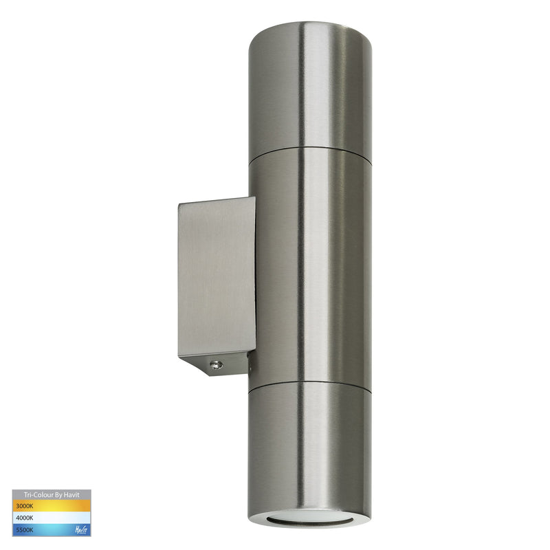 HV1071T - Piaz Stainless Steel TRI Colour Up & Down Wall Pillar Lights- Havit Lighting
