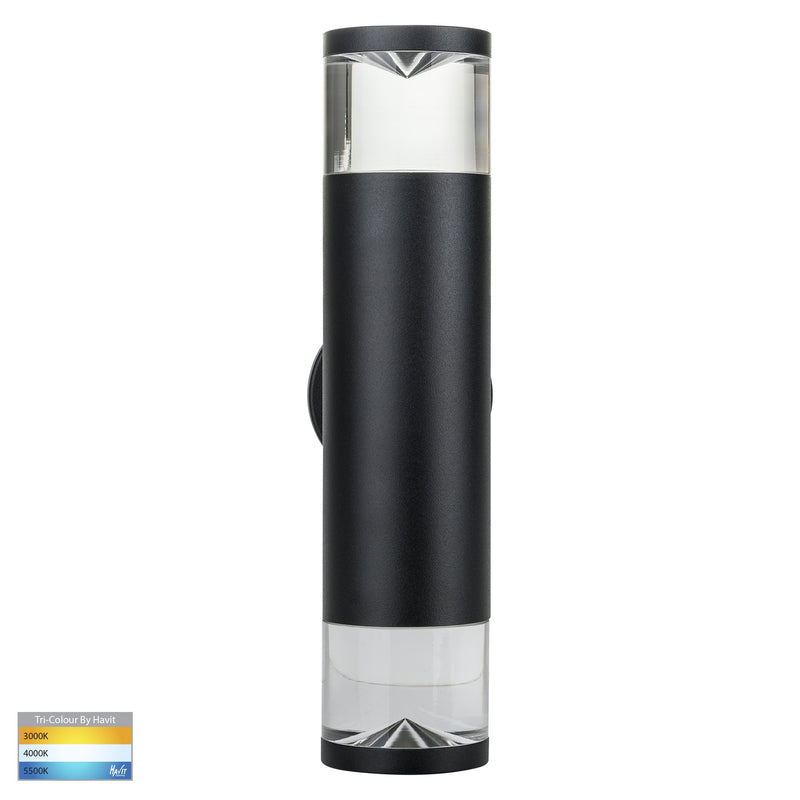 Havit Highlite Up & Down Pillar Exterior Wall Lights Tri - Black 2x5W 240V IP65 - HV1089T-BLK-240V - Havit Lighting