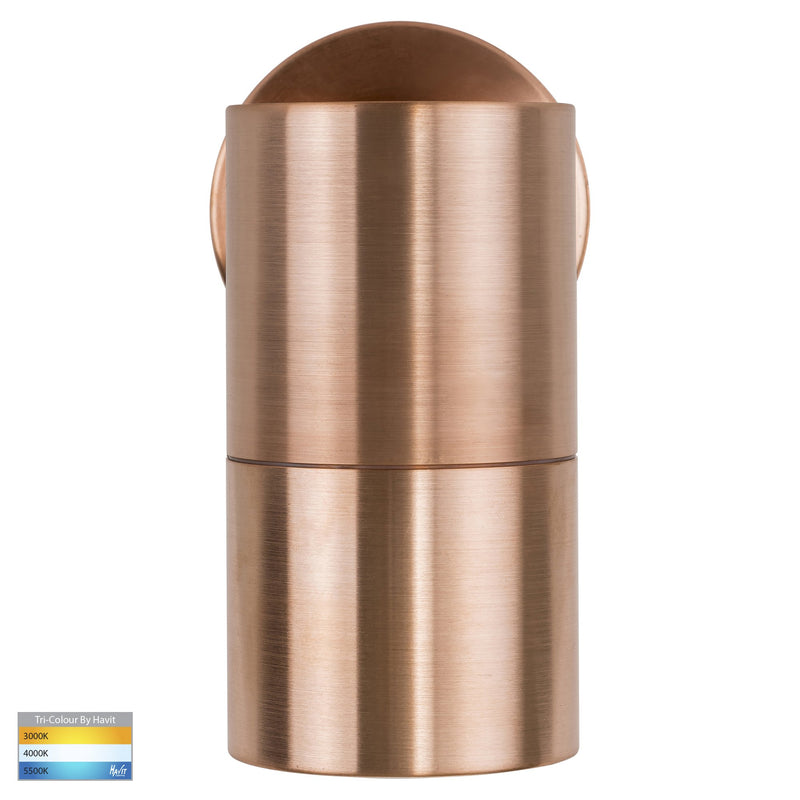 HV1115T-HV1117T - Tivah Solid Copper TRI Colour Fixed Down Wall Pillar Lights- Havit Lighting