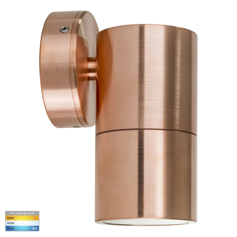 HV1115T-HV1117T - Tivah Solid Copper TRI Colour Fixed Down Wall Pillar Lights- Havit Lighting