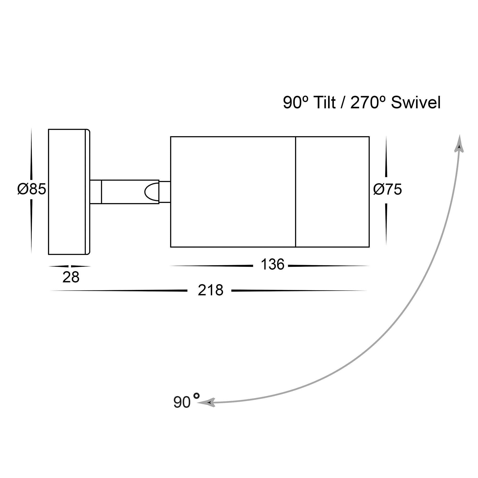 Havit Maxi Tivah Single Adjustable Pillar Exterior Wall Lights Tri - Black 12W 240V IP65 - HV1228T - Havit Lighting