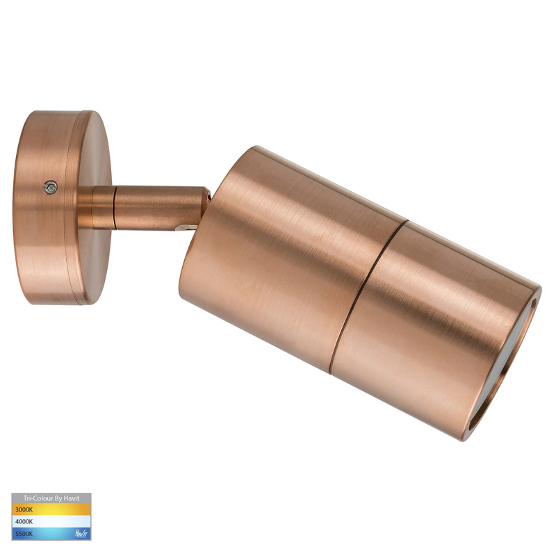 HV1215T-HV1217T - Tivah Solid Copper TRI Colour Single Adjustable Wall Pillar Lights- Havit Lighting