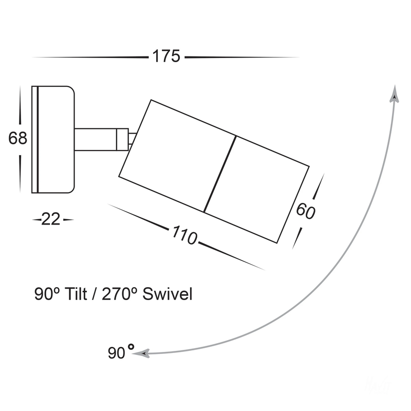 Havit Tivah Single Adjustable Pillar Exterior Wall Lights Tri - Solid Copper 3/5/7W 240V IP65 - HV1215T-HV1217T - Havit Lighting