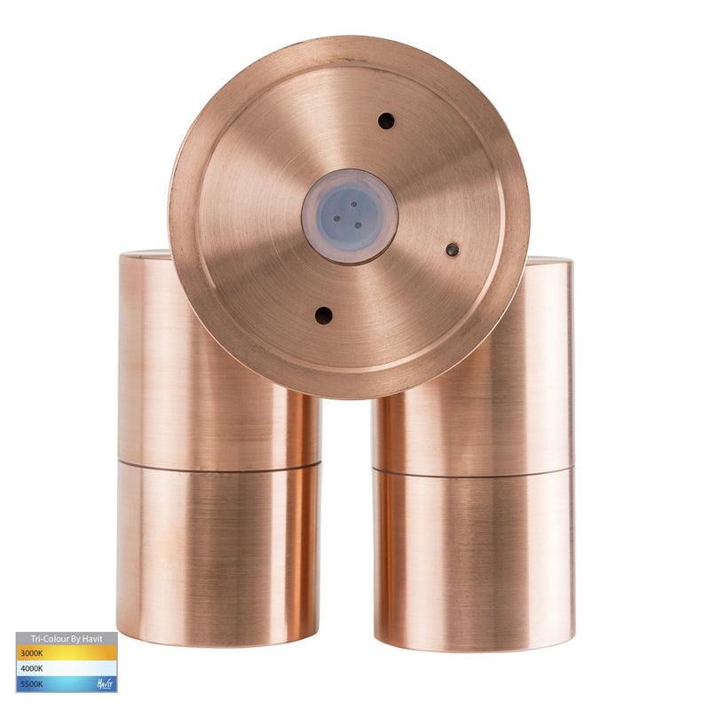 Havit Tivah Double Adjustable Pillar Exterior Wall Lights Tri - Solid Copper 2x3/5/7W 240V IP65 - HV1315T-HV1317T -Havit Lighting