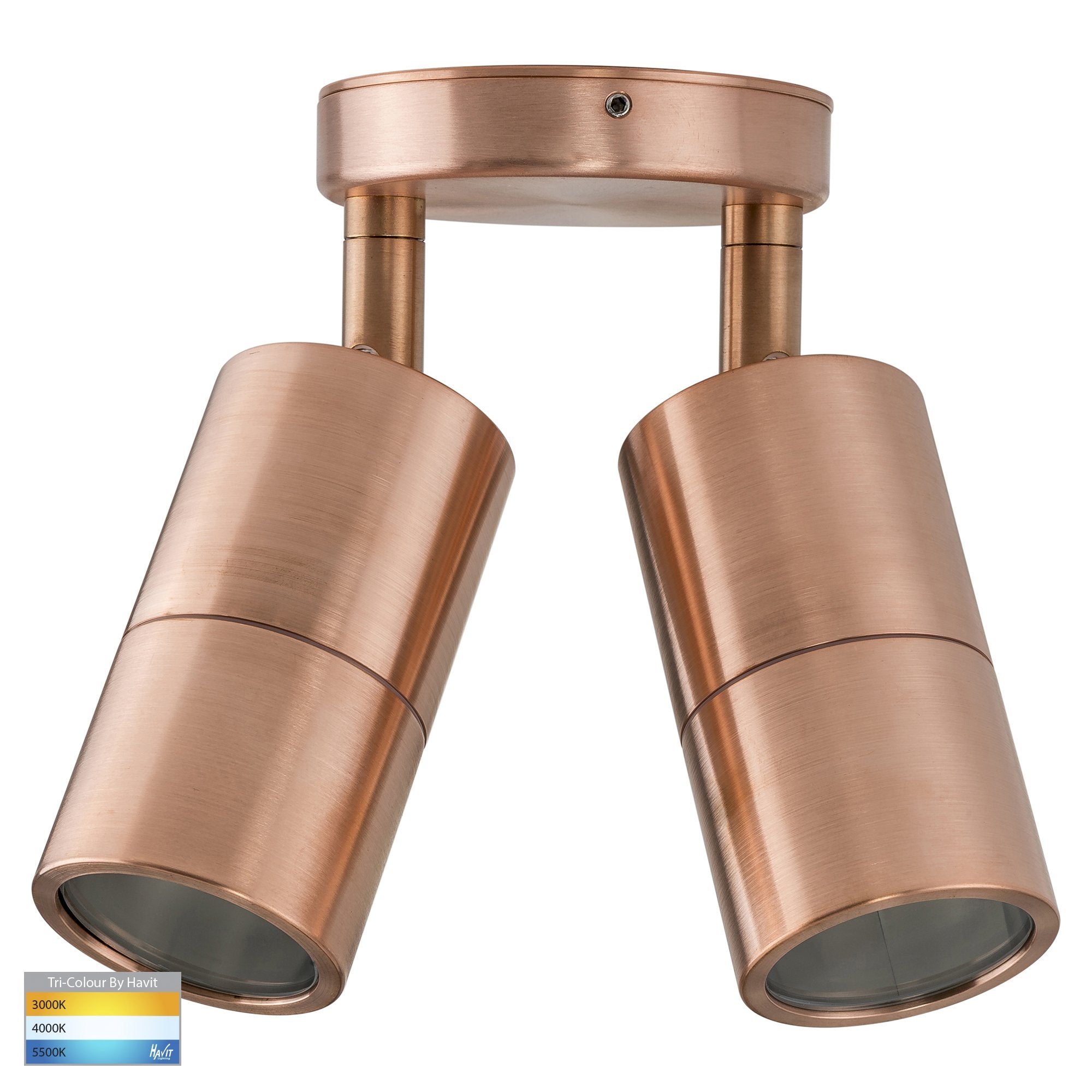 Havit Tivah Double Adjustable Pillar Exterior Wall Lights Tri - Solid Copper 2x3/5/7W / 2x5W 12V/240V IP65 - HV1315T-HV1317T