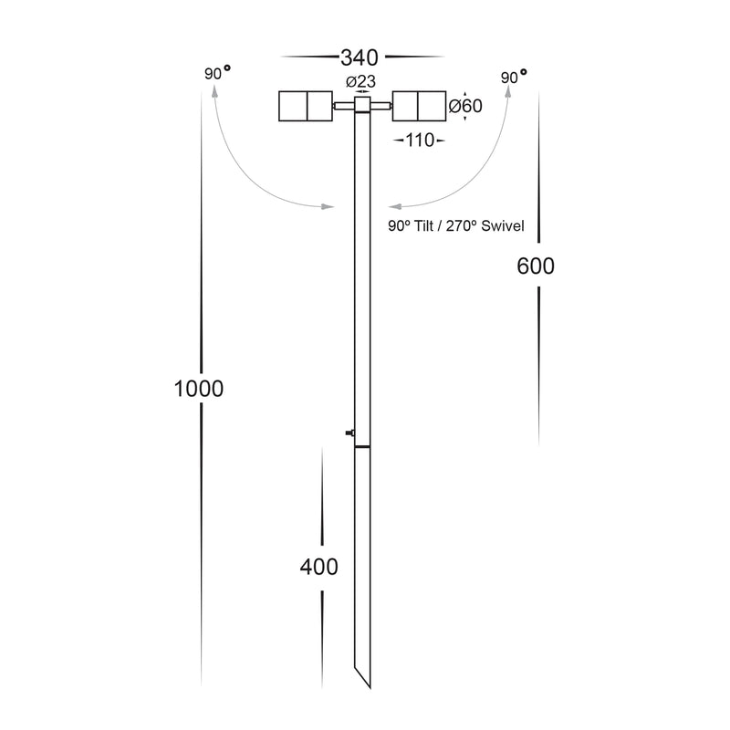 Havit Tivah Double Adjustable Garden Spike Light Tri - Antique Brass 2 x 5W 12V IP65 - HV1405T-AB- Havit Lighting