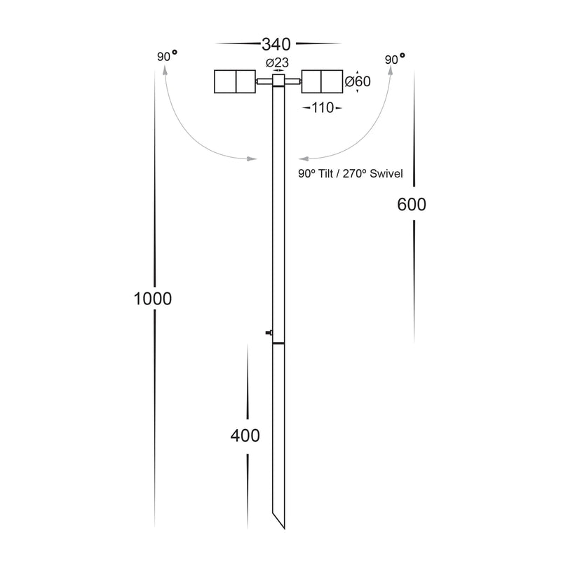 Havit Tivah Double Adjustable Garden Spike Light Tri - Solid Brass 2x5W 12V IP65 - HV1405T-BR - Havit Lighting