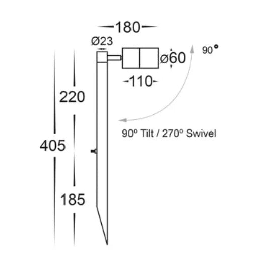 Havit Tivah Single Adjustable 405mm Garden Spike Light Tri - Solid Copper 5W 12V IP65 - HV1413T -Havit Lighting