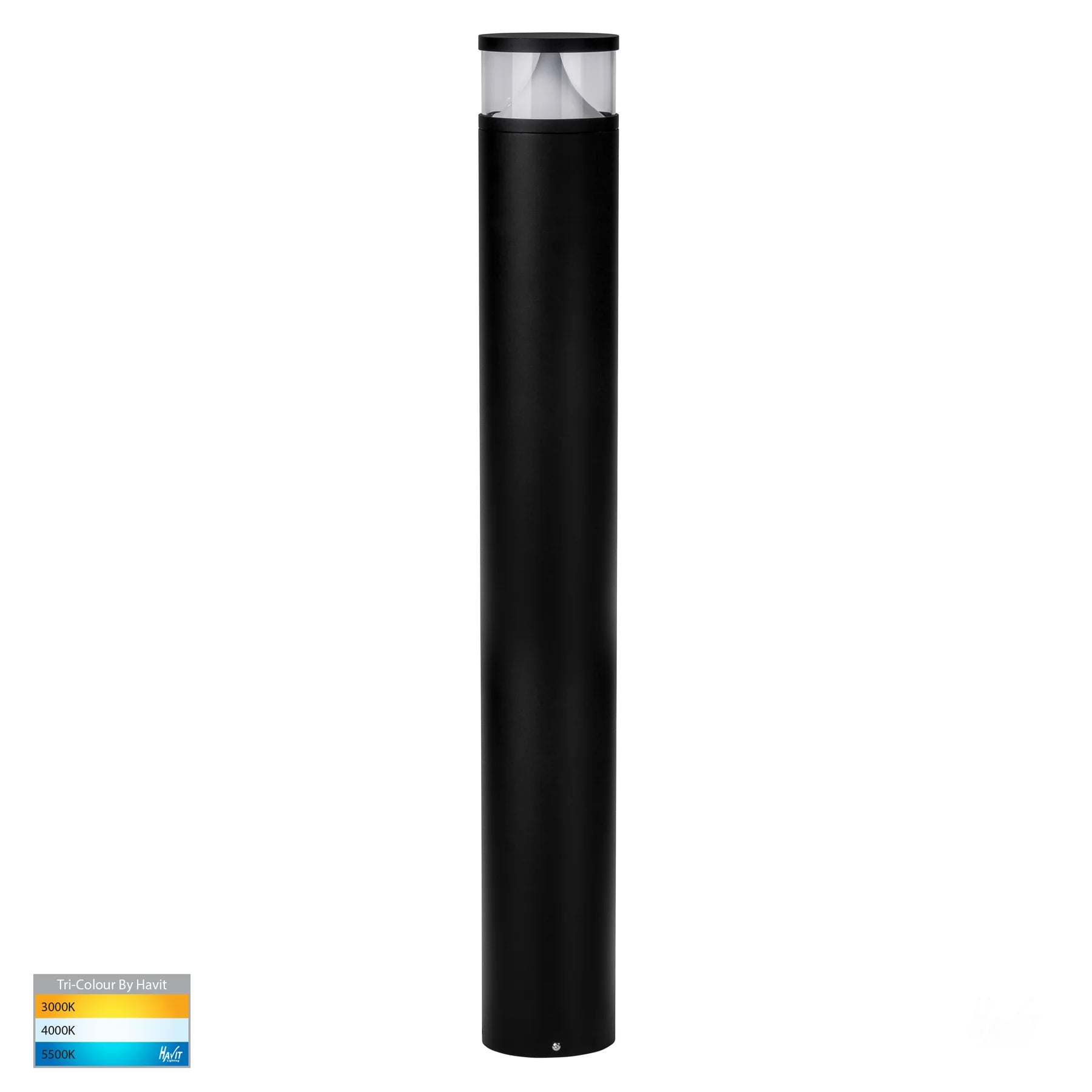 Havit Divad 1000mm Round LED Bollards Tri- Black 12W 24/240V IP65 - HV1629T-BLK-240V-RND, HV1629T-BLK-24V-RND