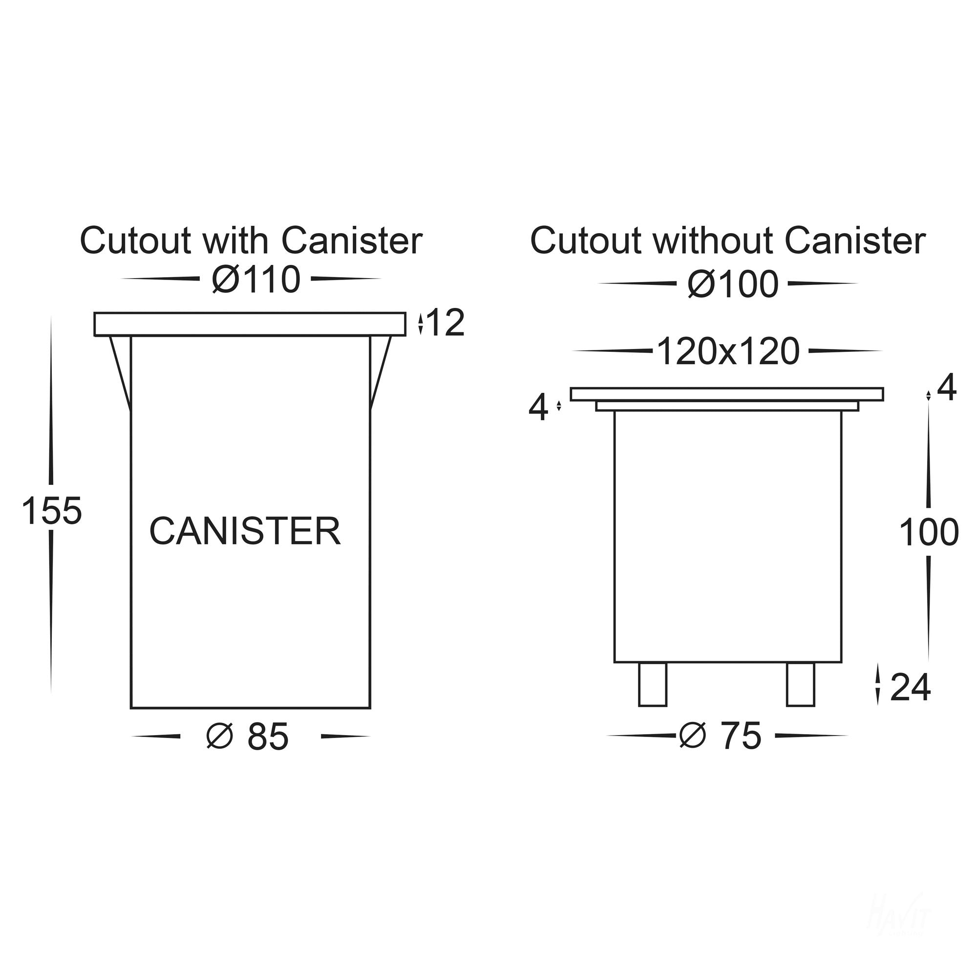 Havit Metro Square Inground Light Garden Step and Up Lights Tri - 316 Stainless Steel 5W 12/240V IP65 - HV1701T - HV1706T -Havit Lighting