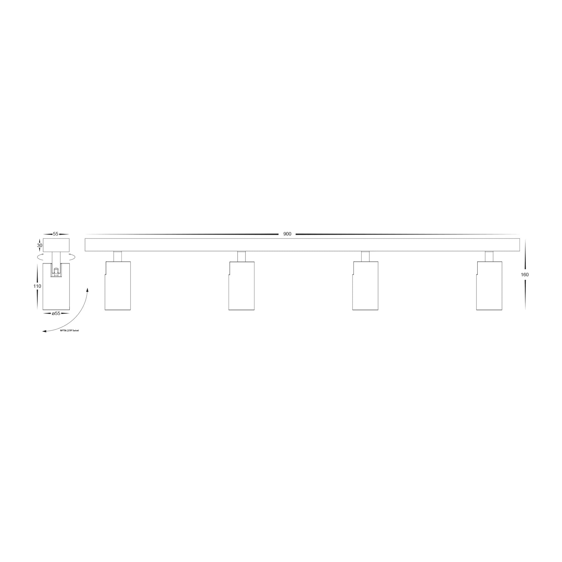 Havit Revo LED Bar Lights Tri- White 4x8W 240V IP20 - HV4002T-4-WHT