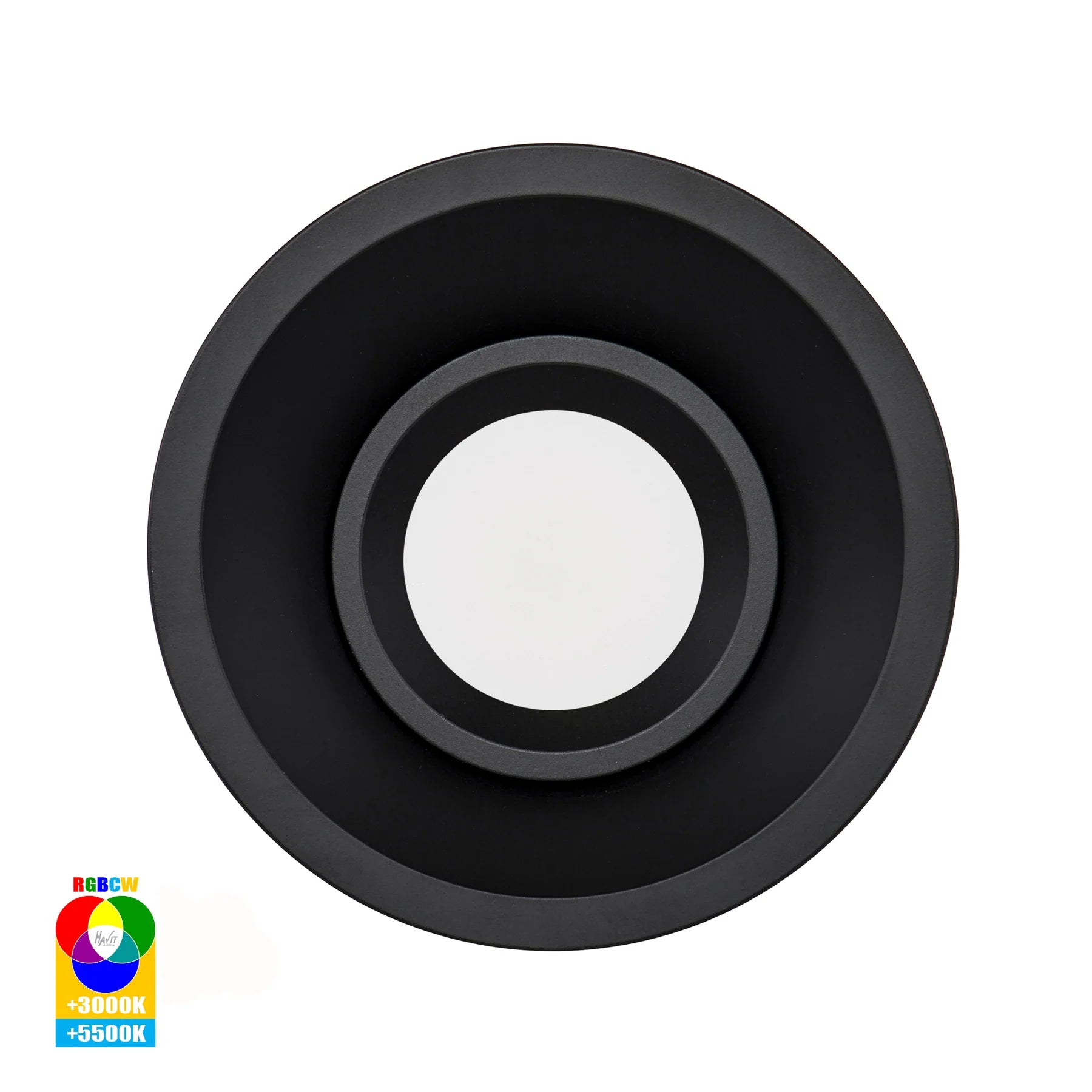 Havit Prime Fixed Deep WIFI LED Downlight RGBCW Black 12W 240V IP54 - HV5514RGBCW-BLK - Havit Lighting