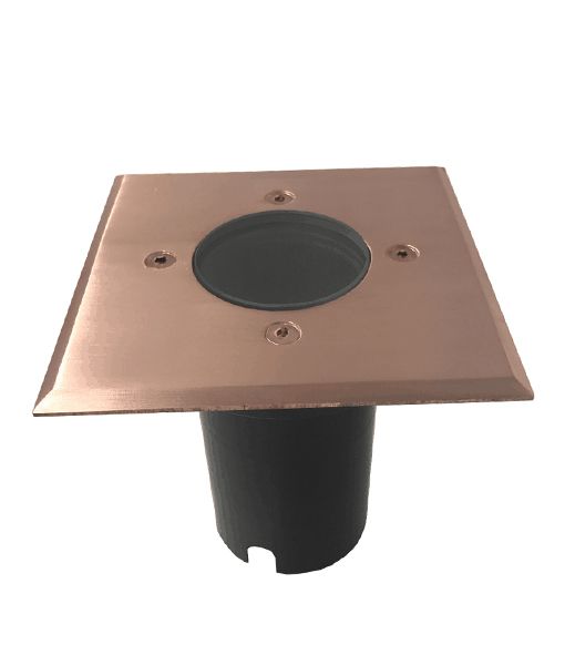 IGMLSQC: Exterior 12V MR16 recessed inground up lights. Copper Square OD Faceplate 120mm IP67 