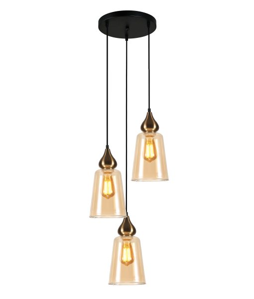 CLA JEREZ1: Amber Glass Flat Top Ellipse Interior Pendant Bronze 220-240V - JEREZ1, JEREZ1X3R, JEREZ1X3S - CLA Lighting