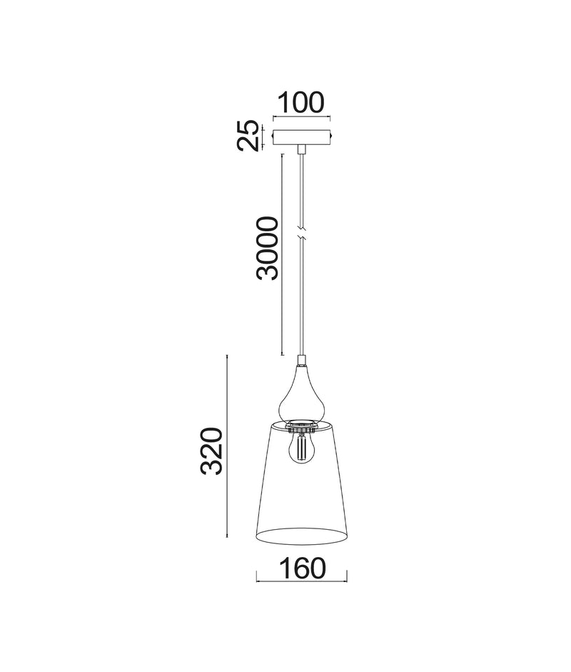 CLA JEREZ2: Smoke Glass Flat Top Ellipse Interior Pendant Black 220-240V - JEREZ2, JEREZ2X3R, JEREZ2X3S - CLA Lighting