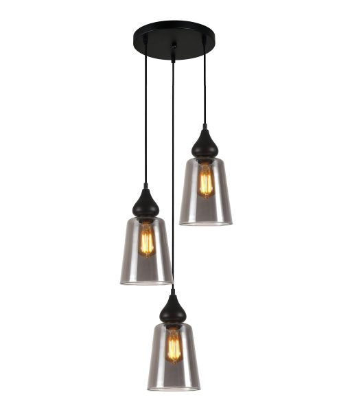 CLA JEREZ2: Smoke Glass Flat Top Ellipse Interior Pendant Black 220-240V - JEREZ2, JEREZ2X3R, JEREZ2X3S - CLA Lighting