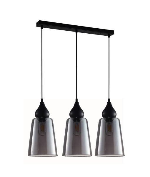 CLA JEREZ2: Smoke Glass Flat Top Ellipse Interior Pendant Black 220-240V - JEREZ2, JEREZ2X3R, JEREZ2X3S - CLA Lighting