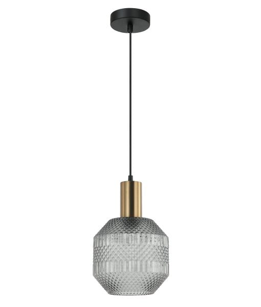 CLA MARACA: Glass Jar With Quadrilateral Segment Interior Pendant Smoke / Green / Amber / Copper / Chrome 220-240V - MARACA1, MARACA2, MARACA3, MARACA4, MARACA5 - CLA Lighting