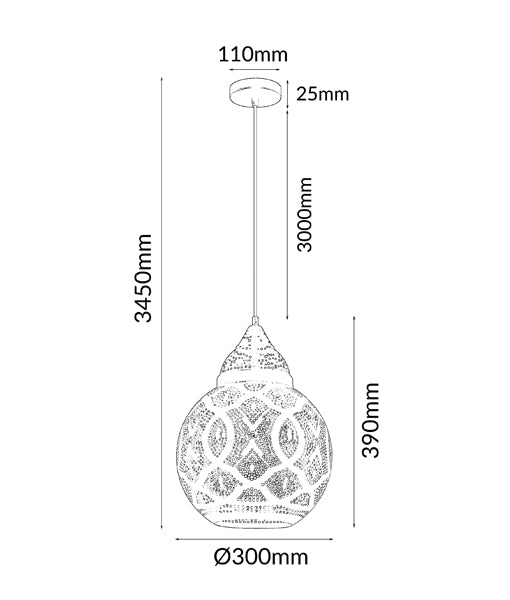 CLA MARRAKESH: Bohemian Interior Pendant Black 220-240V - MARRAKESH01, MARRAKESH02, MARRAKESH04, MARRAKESH05 -CLA Lighting.