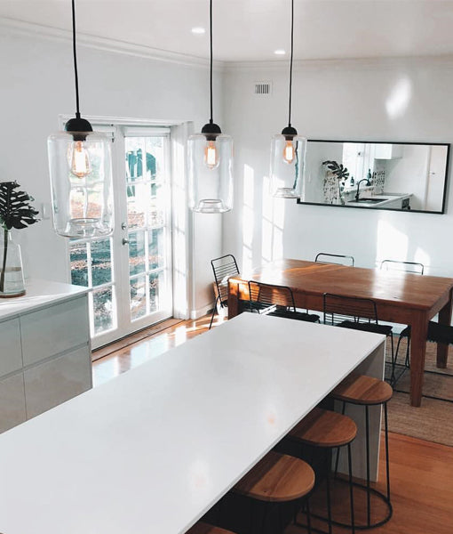 CLA MASON: Modern Retro Oblong / Tipped / Oval Glass Interior Pendant Clear / Smoke / Amber 220-240V - MASON - CLA Lighting.