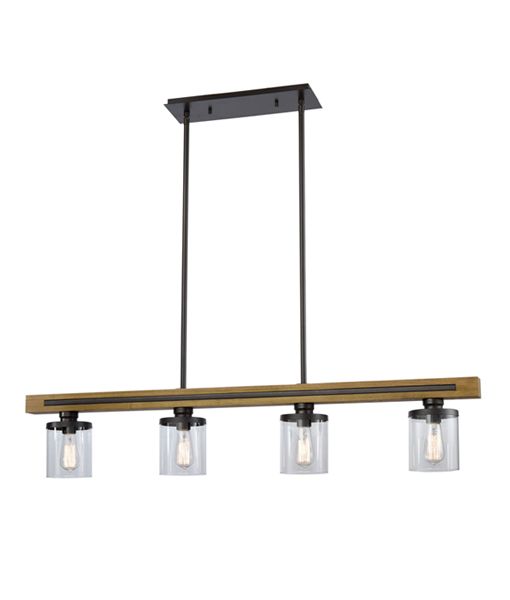 CLA METI: Warm Chestnut Wood Frame Interior Pendant Rectangular Clear Glass / Bar Clear Glass / Clear Glass 220-240V - METI01, METI02, METI03W - CLA Lighting