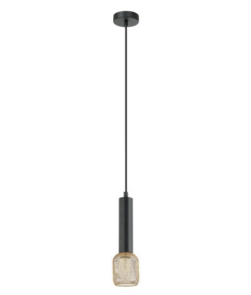 CLA Mikro Cylinder / Mesh Interior Pendant Matt Black / Antique Brass 220-240V - MIKRO1, MIKRO2 - CLA Lighting