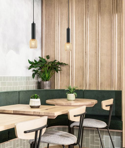 CLA Mikro Cylinder / Mesh Interior Pendant Matt Black/ Antique Brass 220-240V - MIKRO1, MIKRO2