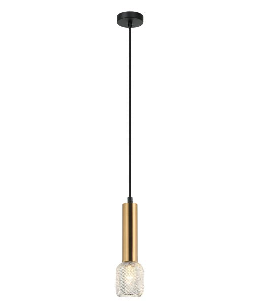 CLA Mikro Cylinder / Mesh Interior Pendant Matt Black/ Antique Brass 220-240V - MIKRO1, MIKRO2