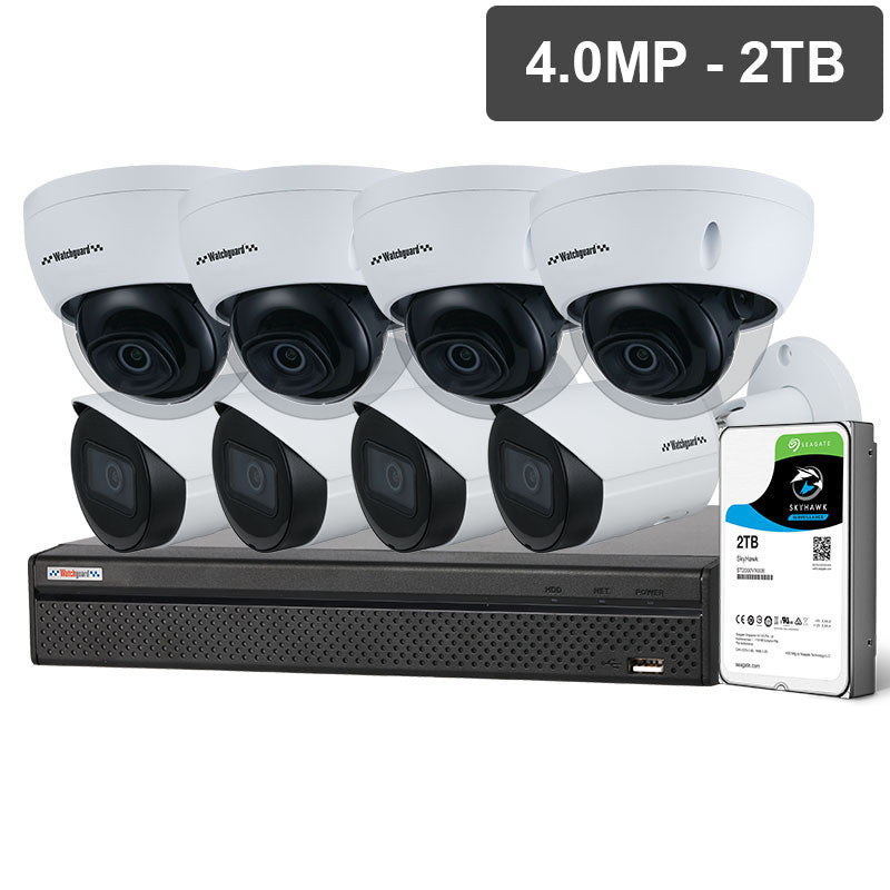 RhinoCo Compact Series 8 Camera 4.0MP IP Surveillance Kit (Fixed, 2TB) Security Cameras IP67 - NVRKIT-C842F - RhinoCo Technology