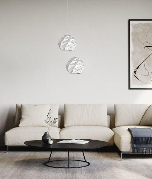 CLA ORIGAMI: Dome Carved Iron Interior Pendant Matt White / Rose Gold / Matt Grey 220-240V - ORIGAMI1, ORIGAMI2, ORIGAMI3, ORIGAMI4, ORIGAMI5, ORIGAMI6 - CLA Lighting