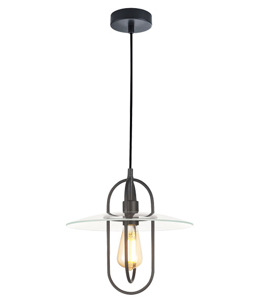 CLA PAPILLON: Interior Oblong Iron with Glass Coolie Interior Pendant Clear / Amber 220-240V - PAPILLON1, PAPILLON2- CLA Lighting