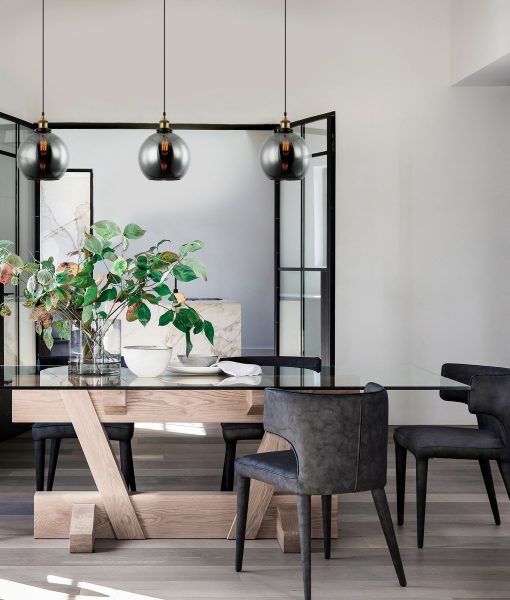 CLA PESINI: Interior Wine Glass with Antique Brass/ Chrome Interior Pendants 220-240V - PENSINI