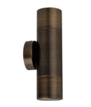 PGUDBR: Exterior surface mounted wall pillar spotlights. GU10X2. Antique brass finish. Max 35W. IP65 