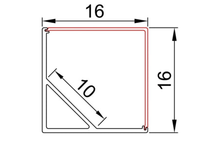 Azoogi Square Corner LED Channel and Accessories 1616 Anodised Aluminium - PR007