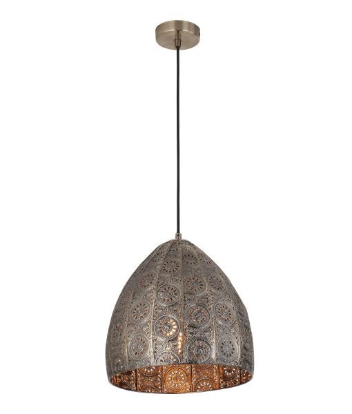 CLA Sari Ellipse Embossed Interior Pendant Aged Brass/ Chrome 220-240V - SARI1, SARI2 - CLA Lighting
